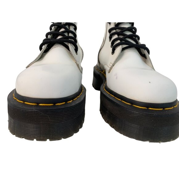 Unisex Dr. Martens Jadon White Leather Platform Boots Size 5 Men / 6 Women - Picture 11 of 11